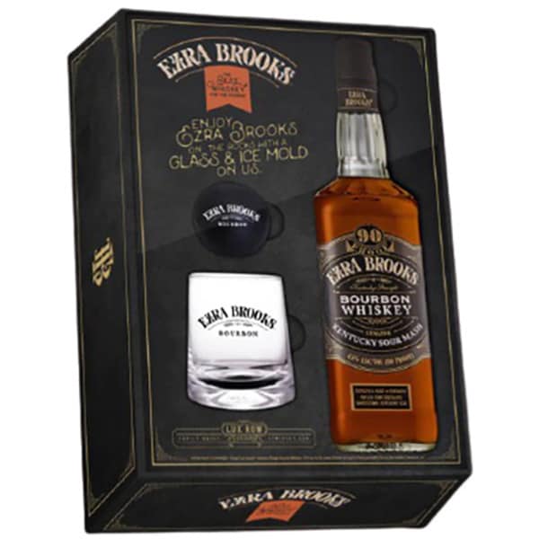 Whisky Ezra Brooks Bourbon Whiskey Glass&Ice Ball, 0.7L
