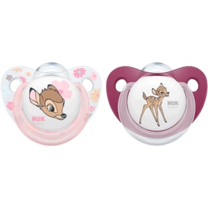 Suzeta NUK Disney Bambi 10175244, 0-6 luni, 2 buc, roz-mov