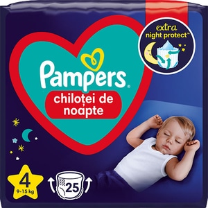 Scutece chilotel PAMPERS Night Pants nr 4, Unisex, 9-15 kg, 25 buc