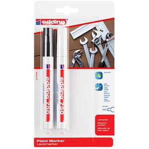 Set marker permanent cu vopsea EDDING 750, corp metalic, 2-4 mm, alb-negru