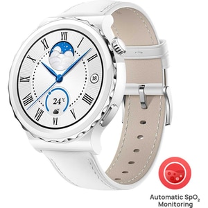 Smartwatch HUAWEI Watch GT 3 Pro Ceramic 43mm, Android/iOS, White Leather Strap