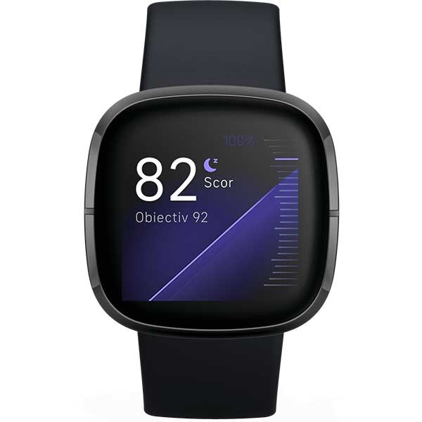 Smartwatch FITBIT Sense, Android/iOS, silicon, Carbon/Graphite Stainless Steel
