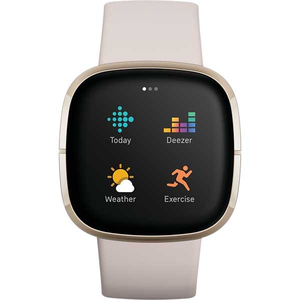 Smartwatch FITBIT Sense, Android/iOS, silicon, Lunar White/Soft Gold Stainless Steel