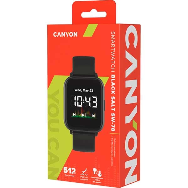 Smartwatch CANYON Salt CNS-SW78BB, Android/iOS, negru
