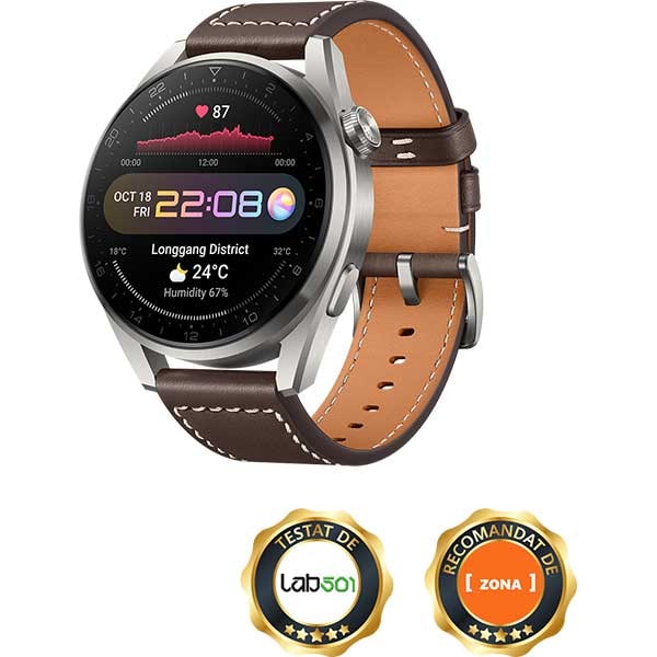 Smartwatch HUAWEI Watch 3 Pro Classic Edition, eSIM, Android/iOS, Brown Leather Strap