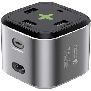 Statie incarcare PROMATE PowerCube-PD80, 3xUSB-A Quick Charge 3.0, 2xUSB-C Power Delivery (PD), gri