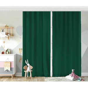 Set 2 draperii Milla Home, rejansa, 140 x 260 cm, semiopac, verde inchis