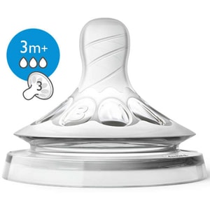Set tetine PHILIPS AVENT Natural SCF043/27, flux mediu, 3 luni +, 2 buc, silicon