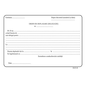 Formulare Tipizate Nepersonalizate Tip Produs Ordin Deplasare Delegatie