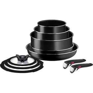 Set vase TEFAL Easy Cook & Clean L1539053, 10 piese, 16-28cm, aluminiu, negru