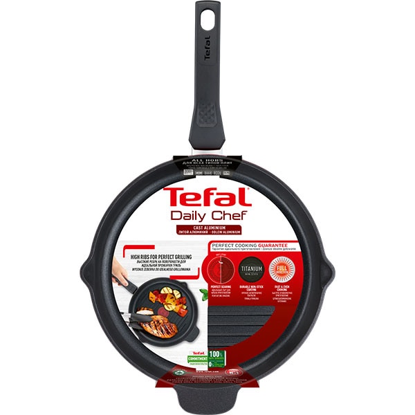 Picasso movies Beautiful woman Tigaie grill TEFAL Daily Chef E2374074, 26cm, aluminiu, Thermo Signal, rosu