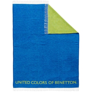 Patura BENETTON Rainbow, 140 x 190 cm, acril + bumbac, albastru-verde