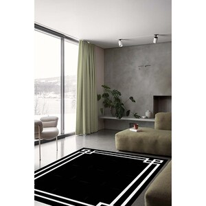 Covor living / dormitor Modern, 160 x 230 cm, poliester, negru-alb