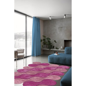 Covor living / dormitor Wave, 120 x 180 cm, poliester, roz