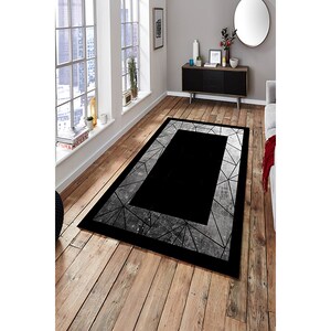 Covor living / dormitor Geometric, 120 x 180 cm, poliester, negru-gri
