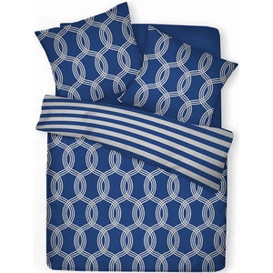 Lenjerie de pat Navy, 2 persoane, 100% bumbac, 180 x 220 cm, 3 piese