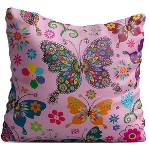 Perna decorativa Color Butterfly, 40 x 40 cm, multicolor