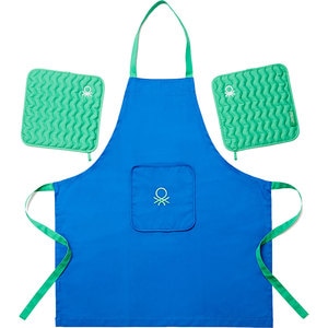 Set bucatarie BENETTON Rainbow, 3 piese, bumbac, albastru-verde