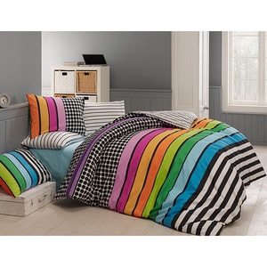 Lenjerie de pat Colors, 2 persoane, 100% bumbac, 200 x 220, 4 piese