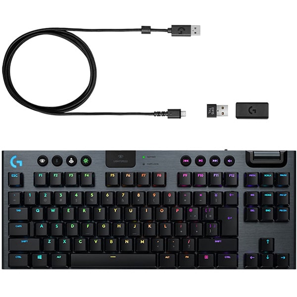 Tastatura Gaming Wireless mecanica LOGITECH G915 TKL Tactile, USB, Bluetooth, Layout US INT, negru