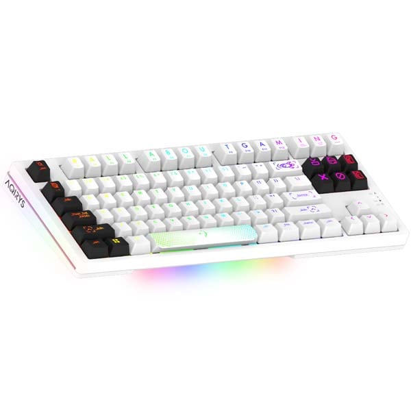 Tastatura Gaming mecanica AQIRYS Aludra TKL, USB, Layout US, alb