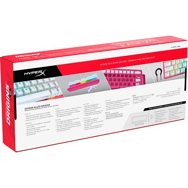 Tastatura Gaming mecanica HyperX Alloy Origins 60, USB, Red Switch, Layout US, roz