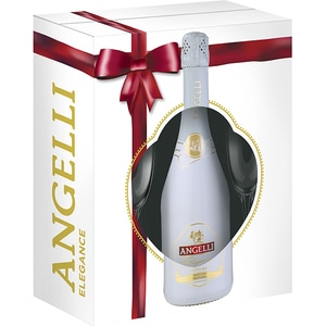 Vin spumant alb extra dry Angelli Elegance Editie limitata, 0.75L + 2 pahare
