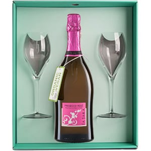 Pachet Vin spumant Prosecco rose La Jara, 0.75l + 2 pahare