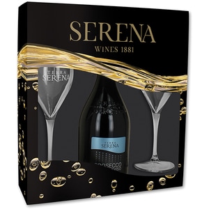 Vin spumant Prosecco alb Vinicola Serena Terra Serena Extra Dry, 0.75L + 2 pahare