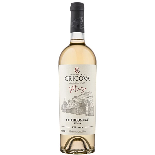 Vin alb sec Cramele Cricova Chardonnay Vintage 2021, 0.75L