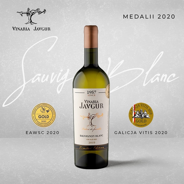 Vin alb sec Vinaria Javgur Sauvignon Blanc 2019, 0.75L