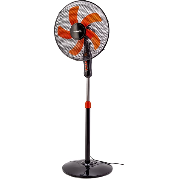 Ventilator cu picior DAEWOO DDV166, 3 trepte de viteza, 40 cm, 50W, negru-rosu
