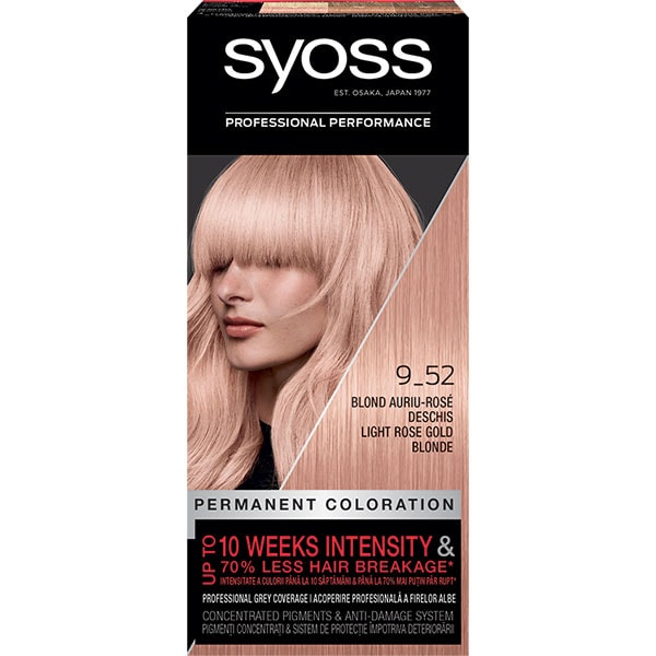 Vopsea de par SYOSS Color Baseline, 9-52 Blond Auriu Rose Deschis, 115ml