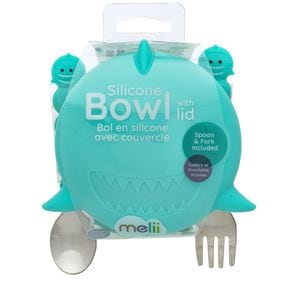 Set castronel si tacamuri MELII Rechin ML12810, 6 luni+, 4 piese, albastru-argintiu