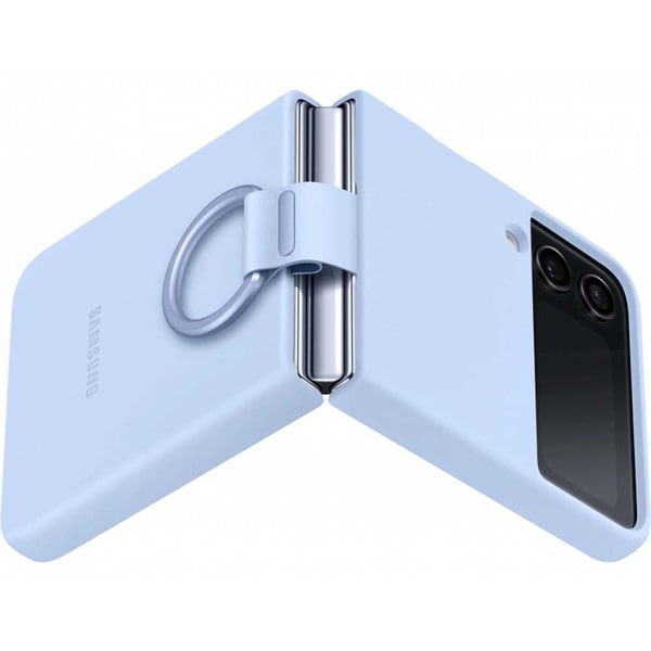 Husa telefon SAMSUNG Silicone Cover with Ring pentru Galaxy Z Flip4 EF-PF721TLEGWW, Arctic Blue