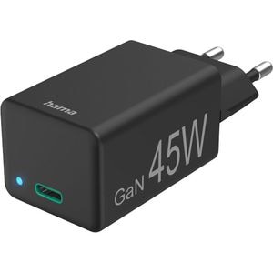 Incarcator retea HAMA 201648, 1x USB-C, Power Delivery (PD), Quick Charge 3.0, GaN, 45W, negru