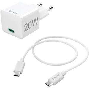 Incarcator retea HAMA 201675, 1xUSB-C, Power Delivery (PD), 20W, Cablu USB-C, alb