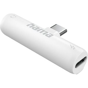 Adaptor audio HAMA 201723, Jack 3.5 mm -  USB-C, alb