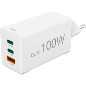 Incarcator retea HAMA 201997, 2x USB-C, 1x USB-A, Power Delivery (PD), Quick Charge 3.0, GaN, 100W, alb