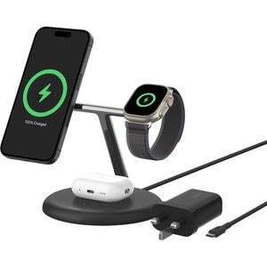 Incarcator wireless 3 in 1 BELKIN WIZ023vfBK, Qi2, 15W, negru