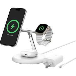 Incarcator wireless 3 in 1 BELKIN WIZ023vfWH, Qi2, 15W, alb