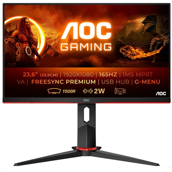 Monitor Gaming LED IPS AOC 24G2U/BK, 23.8" Full HD, 144Hz, FreeSync Premium, Flicker Free, negru