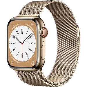APPLE Watch Series 8, GPS + Cellular, 45mm Gold Stainless Steel Case, Gold Milanese Loop