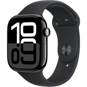 APPLE Watch 10, GPS, 42mm Jet Black Aluminium Case, Black Sport Band - S/M