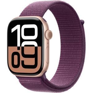 APPLE Watch 10, GPS, 42mm Rose Gold Aluminium Case, Plum Sport Loop