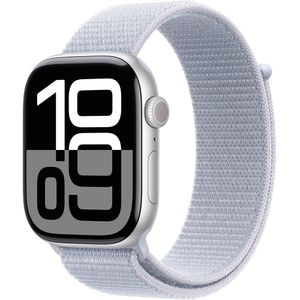 APPLE Watch 10, GPS, 42mm Silver Aluminium Case, Blue Cloud Sport Loop