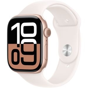 APPLE Watch 10, GPS + Cellular, 46mm Rose Gold Aluminium Case, Light Blush Band - S/M