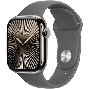 APPLE Watch 10, GPS + Cellular, 42mm, Natural Titan Case, Stone Grey Band - S/M