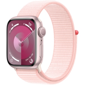 APPLE Watch Series 9, GPS, 45mm Pink Aluminium Case, Light Pink Sport Loop