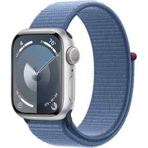 APPLE Watch Series 9, GPS, 41mm Silver Aluminium Case, Winter Blue Sport Loop